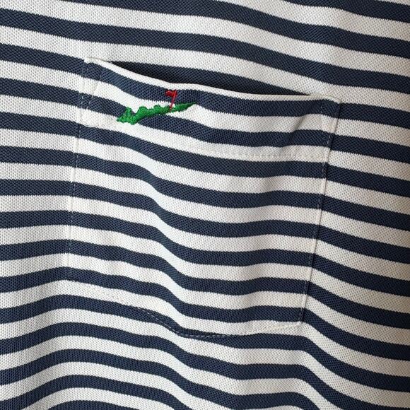 Peter Millar -Summer Comfort Lightweight Blue Striped Golf Polo - Men's Size Med - Picture 4 of 7